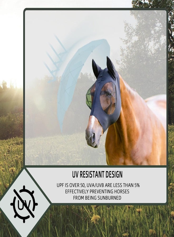 Hopkell 5 Pcs Elastic Fly Masks for Horses with Ears, Comfortable Cashel Mesh Fly Mask Elasticity Breathability UV Protection Horse Face Covering for Riding Supplies, Improved Version of Extra Large Eye Mask - Image 3